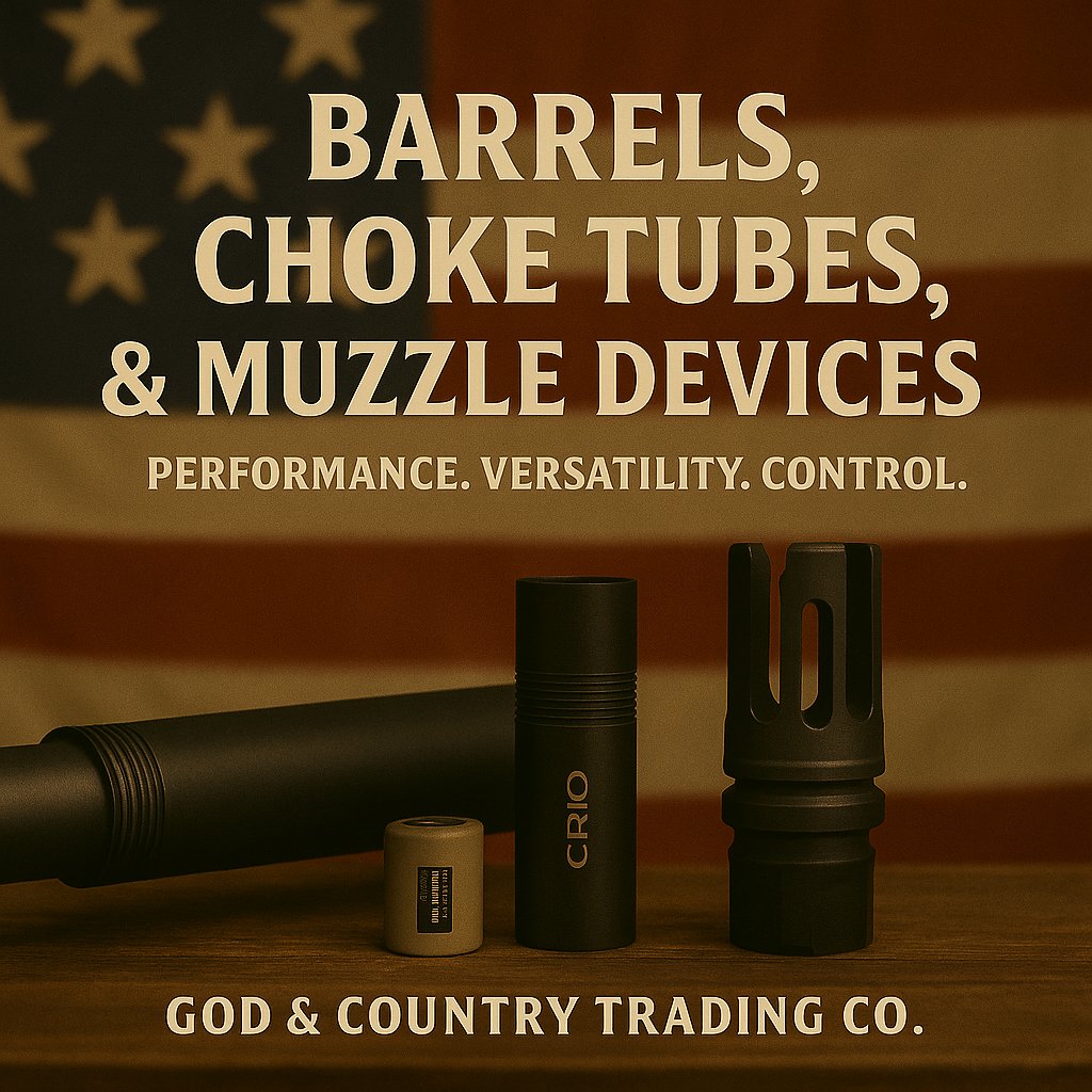 Barrels, Choke Tubes, & Muzzle Devices Performance. Versatility. Control — upgrade your firearm with precision-engineered parts.