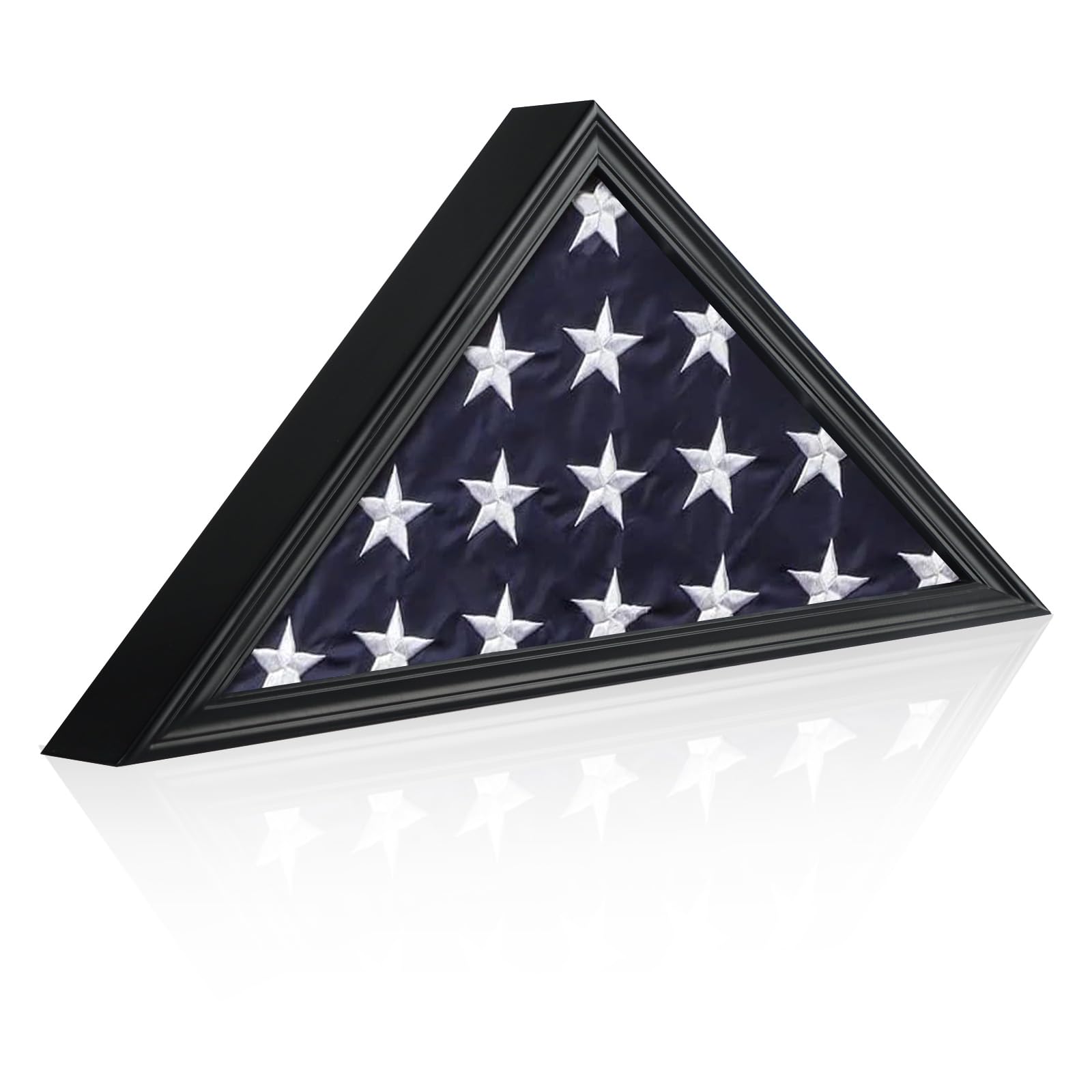 Large Military Shadow Box Solid Wood Burial Flag Display Case for American Veteran Flag Display Fit a Folded 5'x9.5' Flag Military Flag Display Case with Certificate Holder, Mahogany Finish