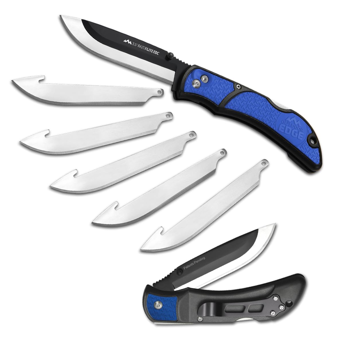 OUTDOOR EDGE 3.5" RazorLite EDC Knife. Pocket Knife with Replaceable Blades and Clip. Perfect For Hunting & Skinning Deer. Blaze Orange with 30 Blades.