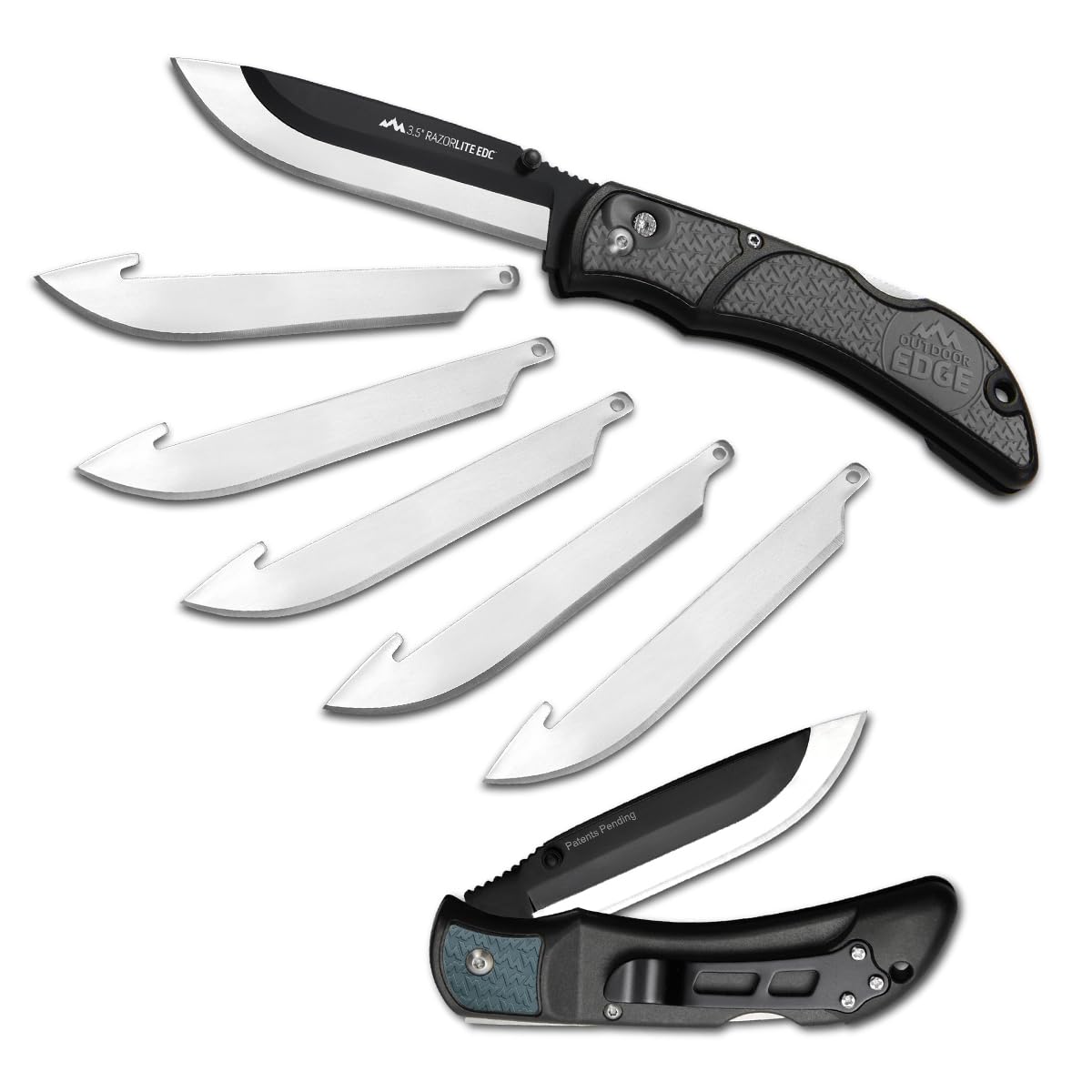 OUTDOOR EDGE 3.5" RazorLite EDC Knife. Pocket Knife with Replaceable Blades and Clip. Perfect For Hunting & Skinning Deer. Blaze Orange with 30 Blades.