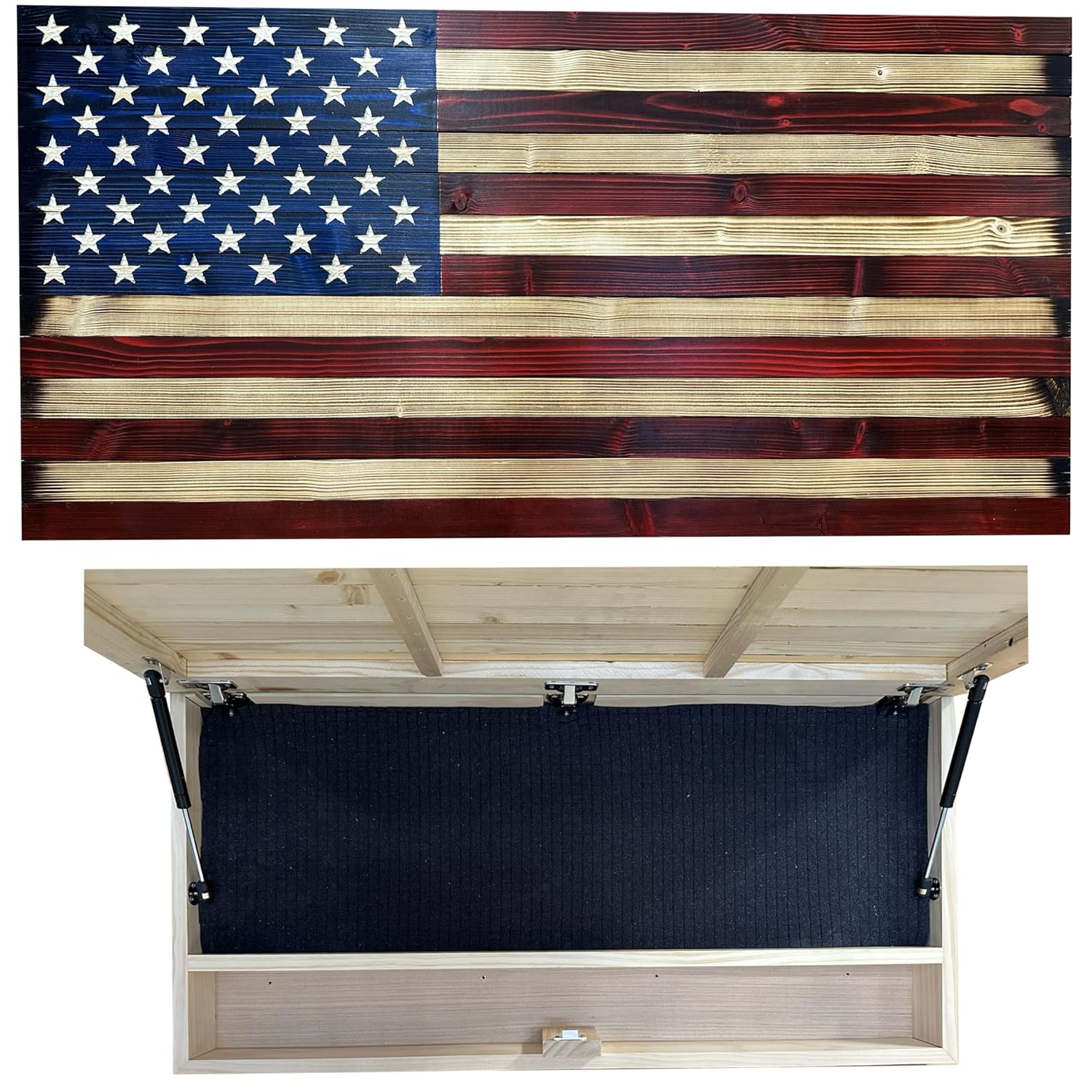 Large American Flag Concealed Gun Cabinet, Hidden Gun Storage American Flag by Bellewood Designs (Red and Blue)