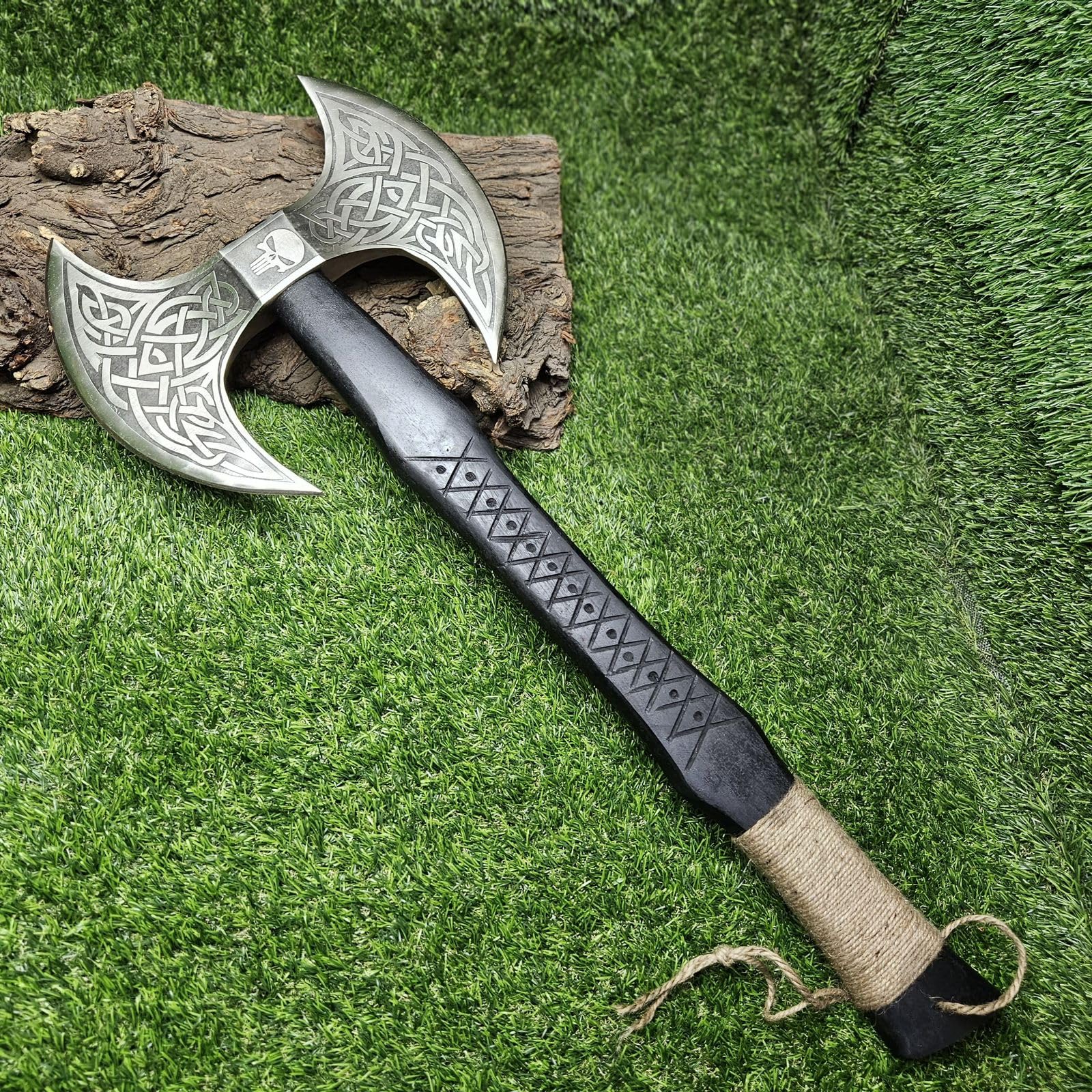 AX-7000 Custom Gift Forged Carbon Steel Viking Axe with Rose Wood Shaft, Viking Bearded Camping Axe