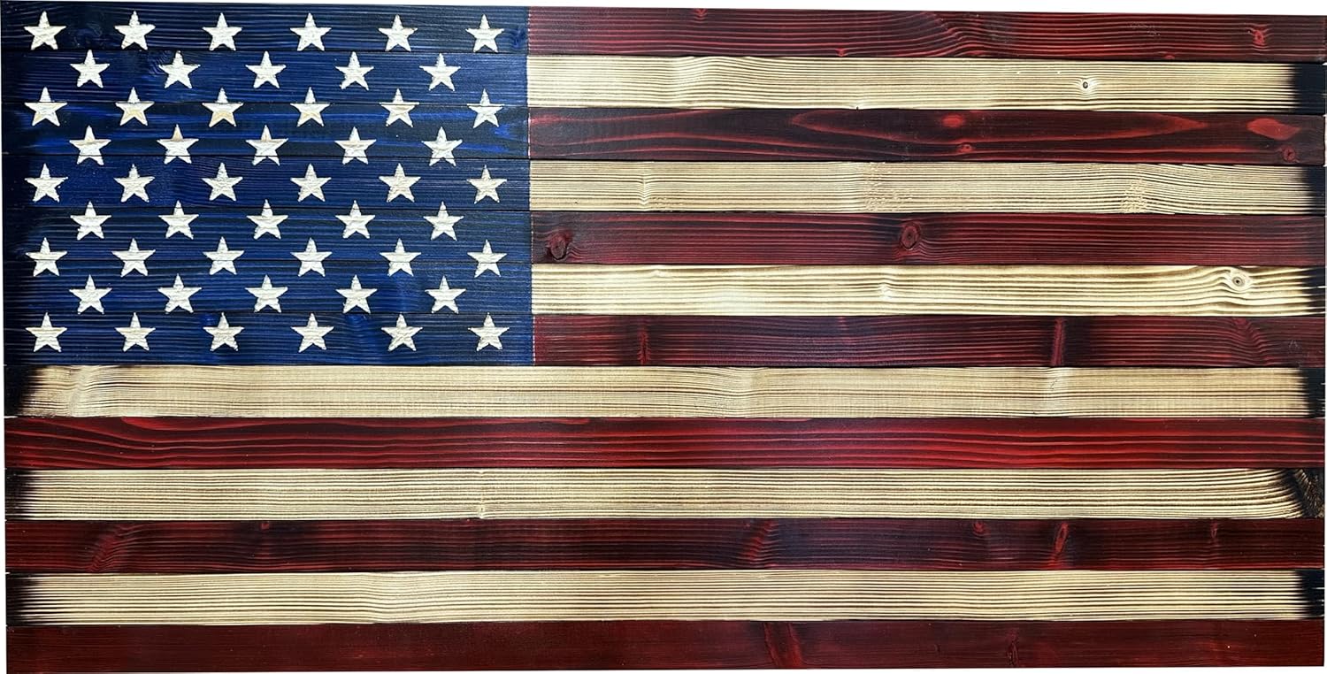 Large American Flag Concealed Gun Cabinet, Hidden Gun Storage American Flag by Bellewood Designs (Red and Blue)