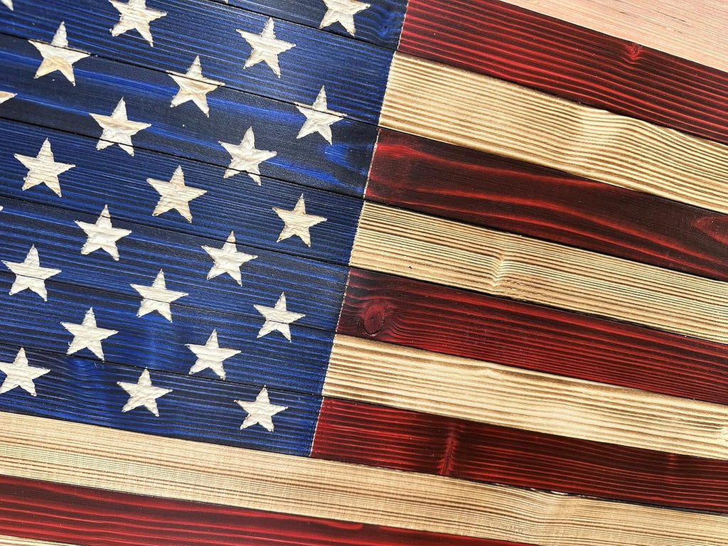 Large American Flag Concealed Gun Cabinet, Hidden Gun Storage American Flag by Bellewood Designs (Red and Blue)