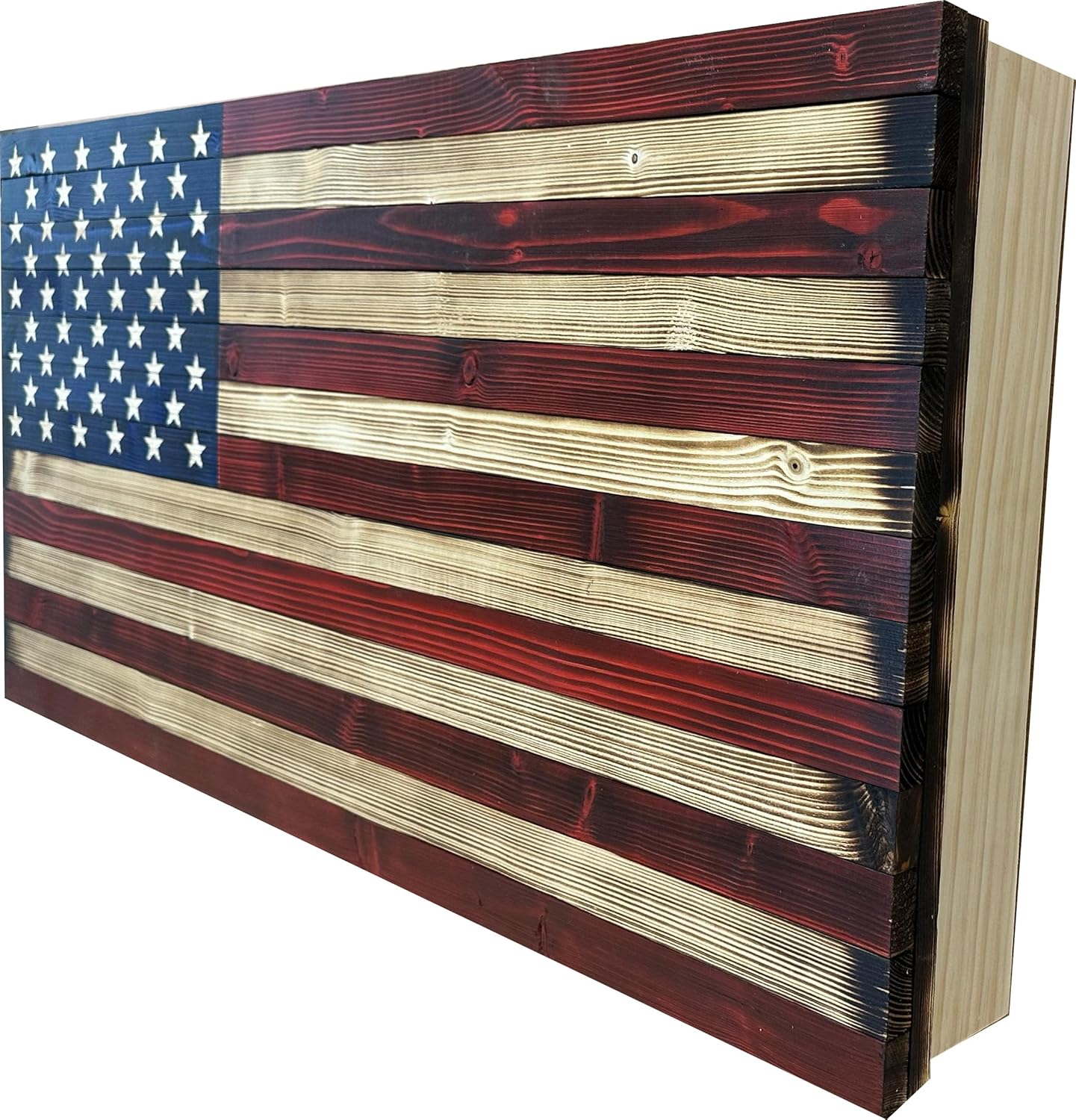 Large American Flag Concealed Gun Cabinet, Hidden Gun Storage American Flag by Bellewood Designs (Red and Blue)