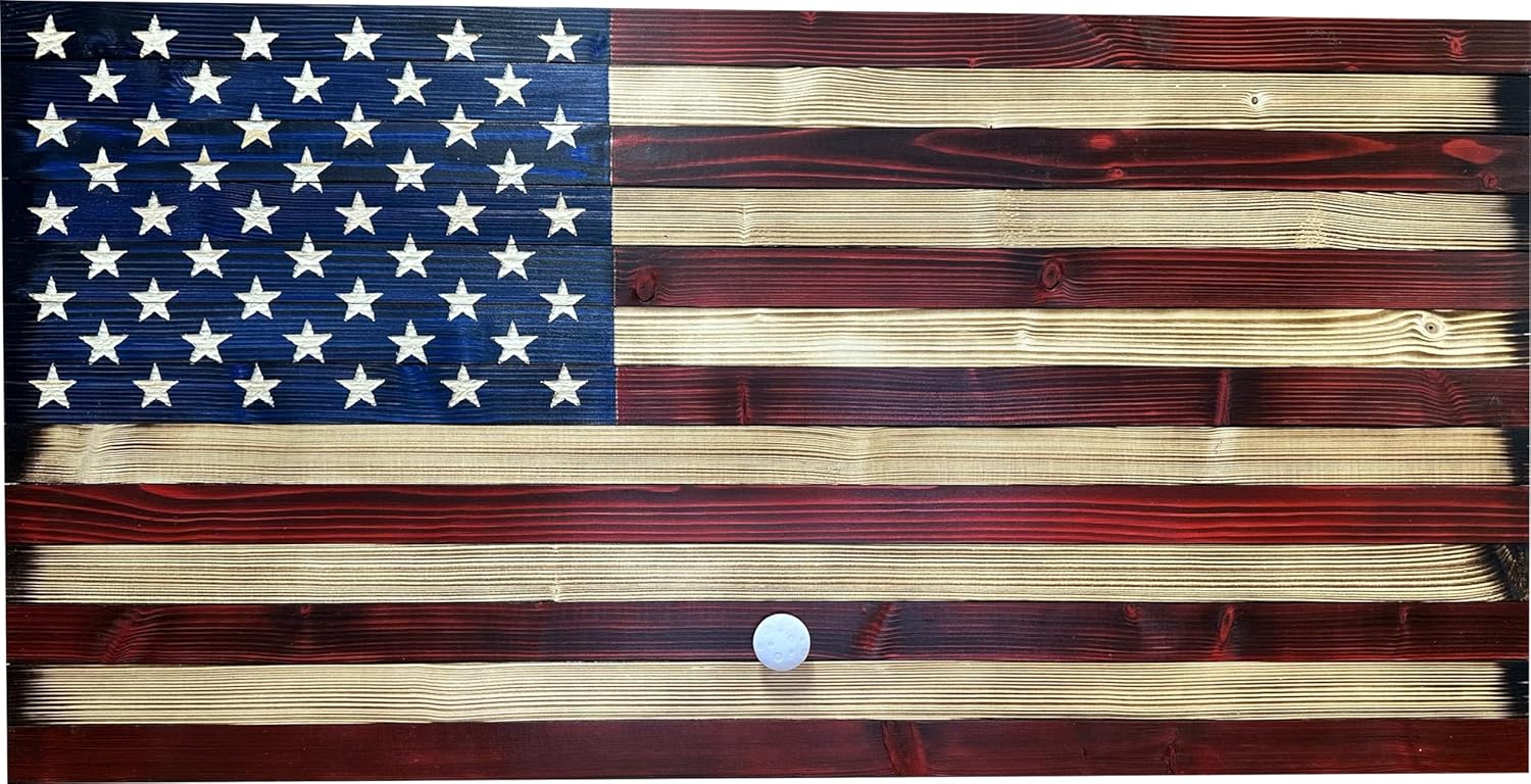 Large American Flag Concealed Gun Cabinet, Hidden Gun Storage American Flag by Bellewood Designs (Red and Blue)