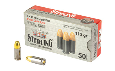 STERLING 9MM 115GR FMJ STEEL 50/1500