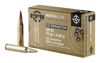 PPU .223 REM MATCH 75GR HPBT 20/1000