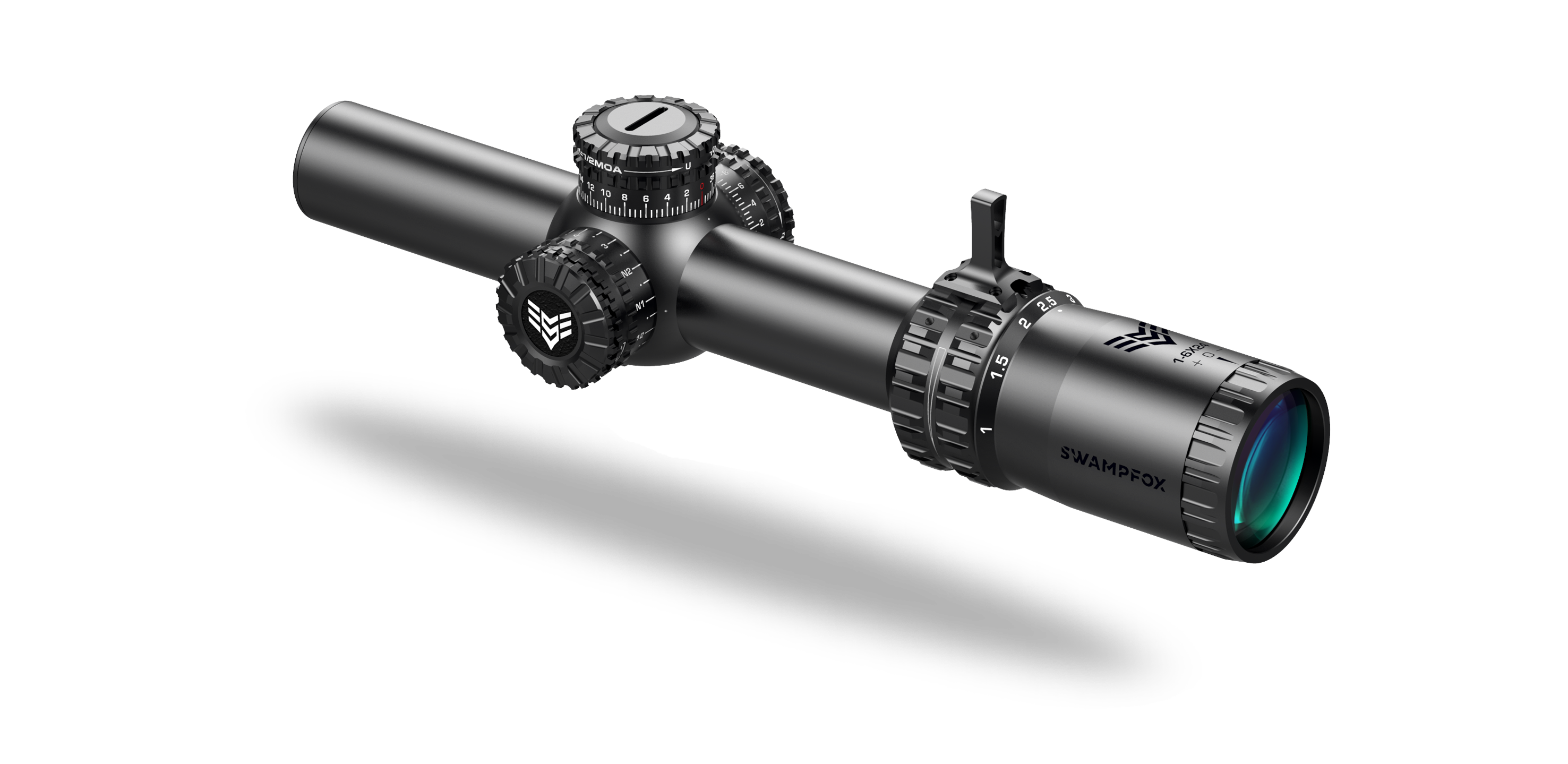 10 Ring Centerfire Scopes 10 Ring Swampfox Arrowhead LPVO Series Rifle Scope - 1-8x24 30mm SFP Red Guerrilla Dot BDC Long - Black