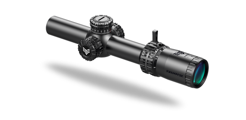 10 Ring Centerfire Scopes 10 Ring Swampfox Arrowhead LPVO Series Rifle Scope - 1-8x24 30mm SFP Red Guerrilla Dot BDC Long - Black